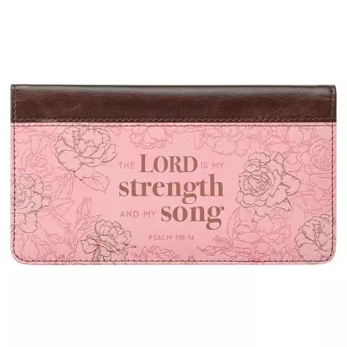 Checkbook Wallet Pink/Brown My Strength & My Song Ps. 118:14
