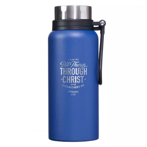 Water Bottle SS Blue All Things Through Christ Phil. 4:13