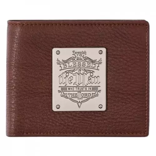 Wallet Leather Brown Blessed is the Man Badge Jer. 17:7