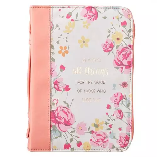 XL  All Things Rom. 8:28 Peach Bible Cover