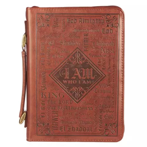 Extra Large Names of God  Brown Faux Leather Bible Cover XL