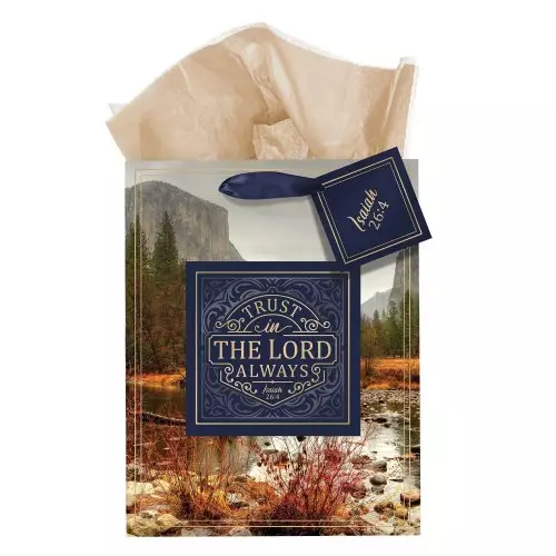 Gift Bag MD Blue/Cream Trust in the Lord Isa. 26:4
