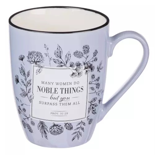 Mug White/Lavender Floral Many Women Do Noble Things Prov. 31:29