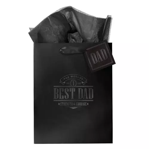 Gift Bag MD Black Best Dad Josh. 1:9