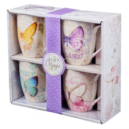 Mug Set 4pc Butterflies