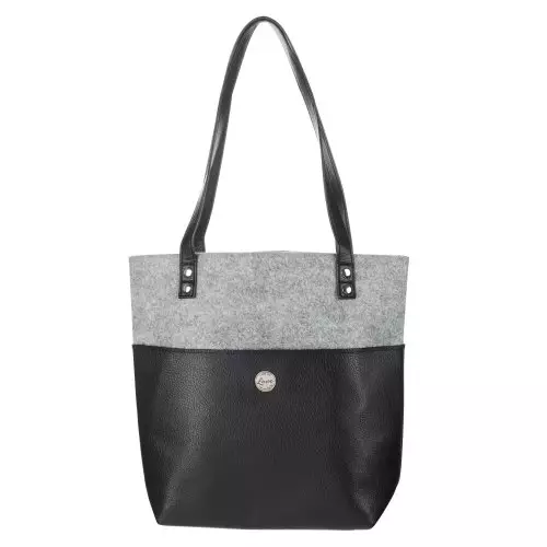 Love Never Fails Black and Gray Faux Leather Bible Cover Tote Bag , One Size