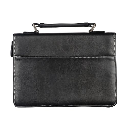 Large All Things Through Christ Scenic Mountainous Valley, Black Faux Leather Bible Cover - Philippians 4:13