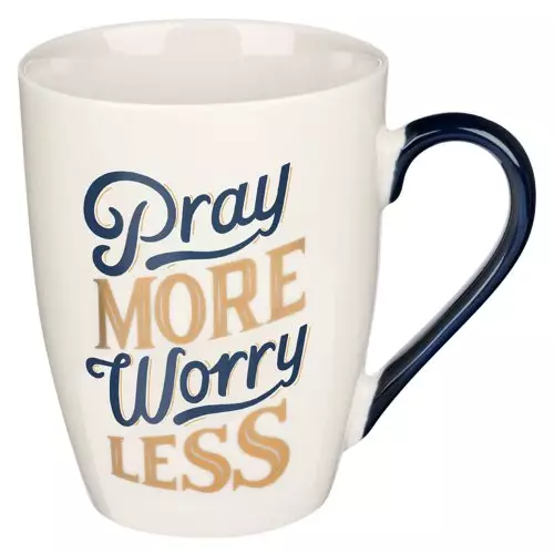Mug White/Navy Pray More Worry Less