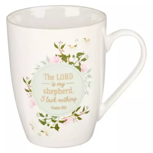 Mug White Floral The Lord Is My Shepherd Ps. 23:1