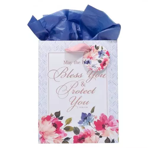 Gift Bag MD White/Blue May the Lord Bless Num. 6:24