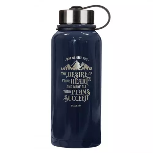 Water Bottle SS Navy Desires of Your Heart Ps. 20:4