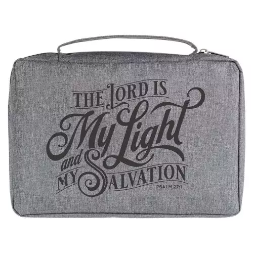 Large  The Lord is My Light Dark Gray Poly-canvas Bible Cover - Psalm 27:1