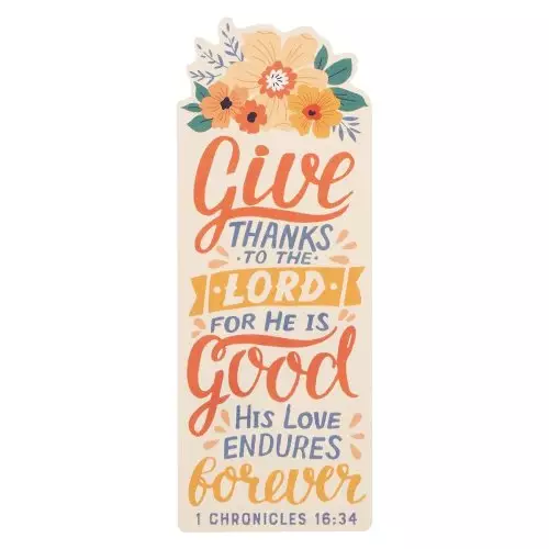 Bookmark Yellow Floral Give Thanks 1 Chron. 16:34