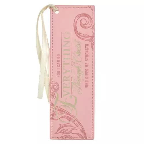 Bookmark Faux Leather Pink Everything Through Christ Phil. 4:13