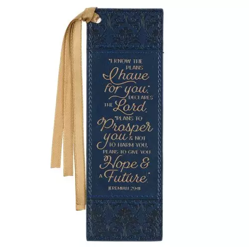 Bookmark Faux Leather Navy I Know the Plans Jer. 29:11