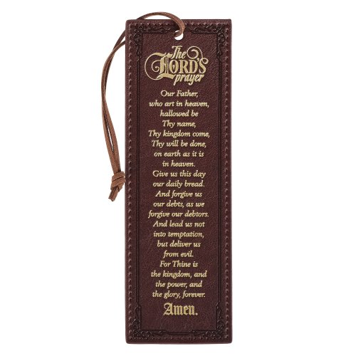 Bookmark Faux Leather Brown The Lord's Prayer Matt. 6:9-13