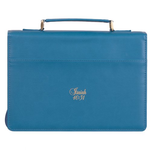 Large Hope in the Lord Vintage Style Vibrant Blue Floral Fashion Bible Cover - Isaiah 40:31