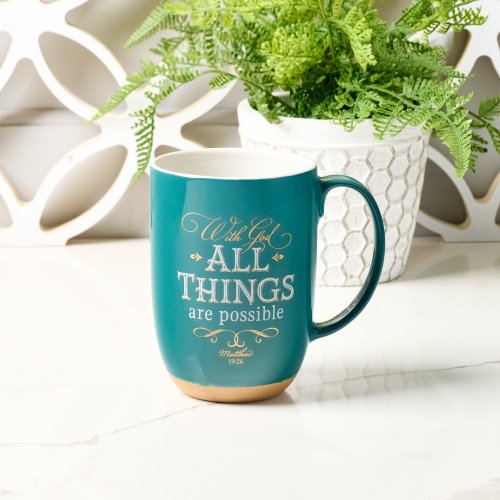 Mug Green/White With God All Things Matt. 19:26