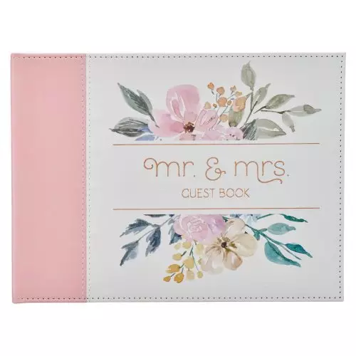Guest Book Pink/White Floral Mr. & Mrs.