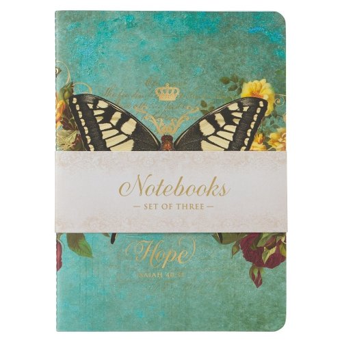 Notebook Set 3pc LG Teal Isa 40:31, Pink Ps. 46:10, Orange Eph. 2:8