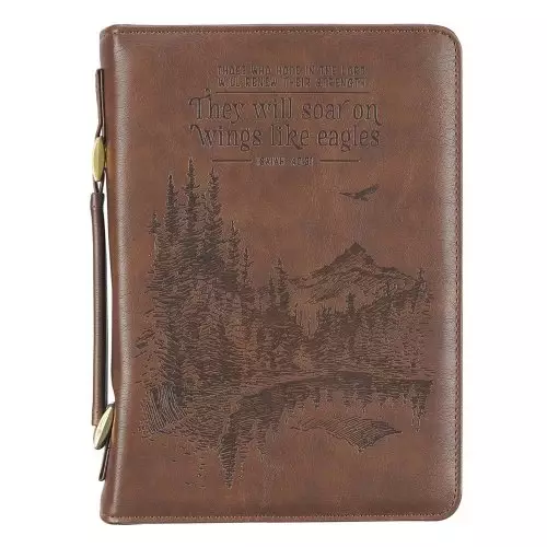 Bible Cover Classic Brown Wings Like Eagles Isa. 40:31
