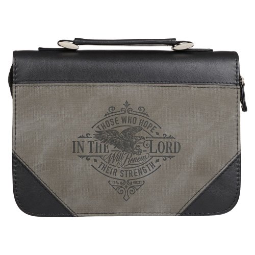 XL Classic Hope in the Lord Gray/Black Bible Cover - Isa. 40:31