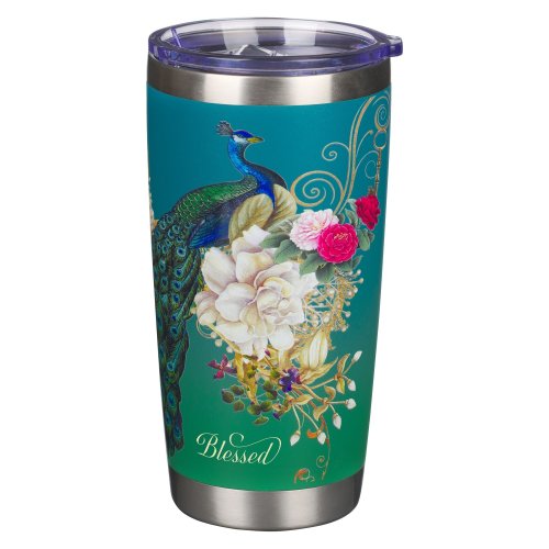 Mug SS Travel Blue Peacock Blessed