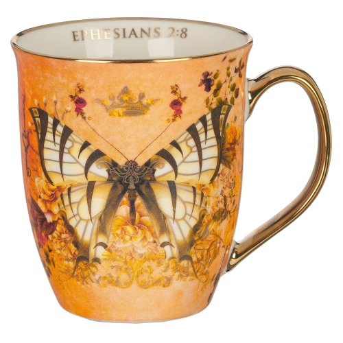 Mug Orange/White Butterfly Grace Eph. 2:8