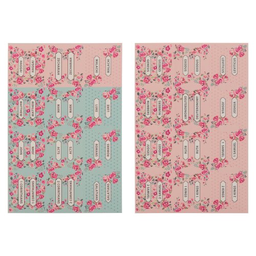 Bible Indexing Tabs Floral Pink & Teal