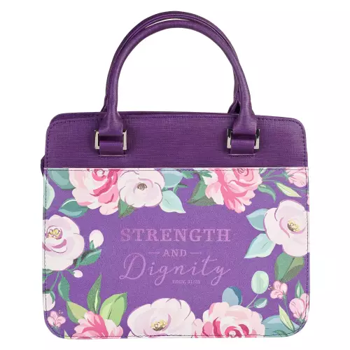 Bible Cover Fashion Purple Strength and Dignity Prov. 31:25