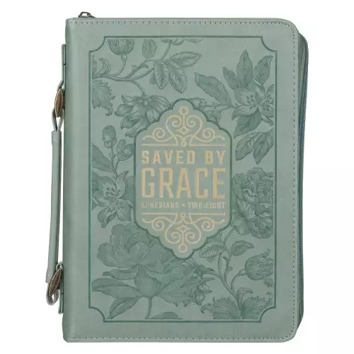Bible Cover Fashion Teal Saved by Grace Eph. 2:8