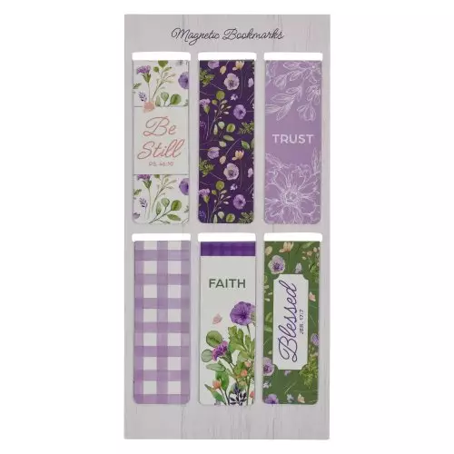 Bookmark-Magnetic-Blessed Bloom Flowers-Jer. 17:7 (Set Of 6)