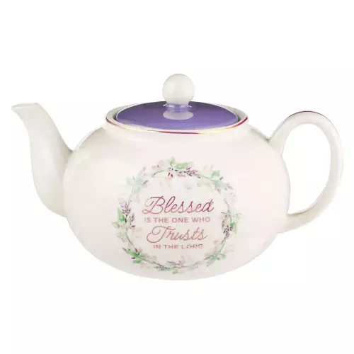Teapot Purple Floral Blessed Jer. 17:7