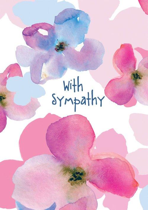 With Deepest Sympathy - Pink/Blue Flowers -Standard Card