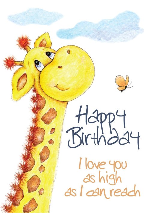 Happy Birthday (Child) - Giraffe -Standard Card