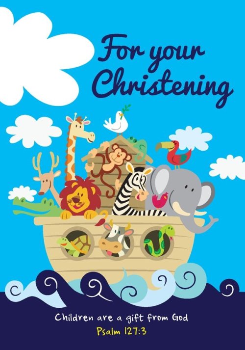 For Your Christening - Noahs Boat Std CardGloss (6 Pack)