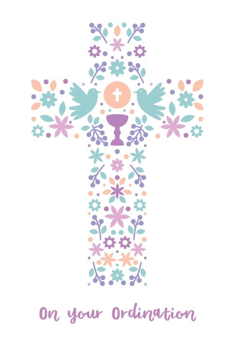 On Your Ordination - Flower Cross Std Card Gloss (6 Pack)