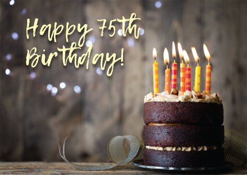 Happy 75th Birthday - Cake Std Card Gloss (6 Pack)