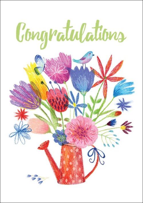 Congratulations - Watering Can Std Card Textured (6 Pack)