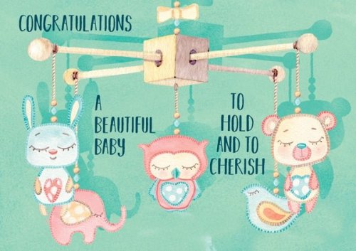 Hold And Cherish - New Baby Std Card Textured (6 Pack)