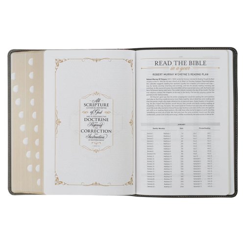 KJV Black and Gray Faux Leather King James Study Bible with Thumb Index