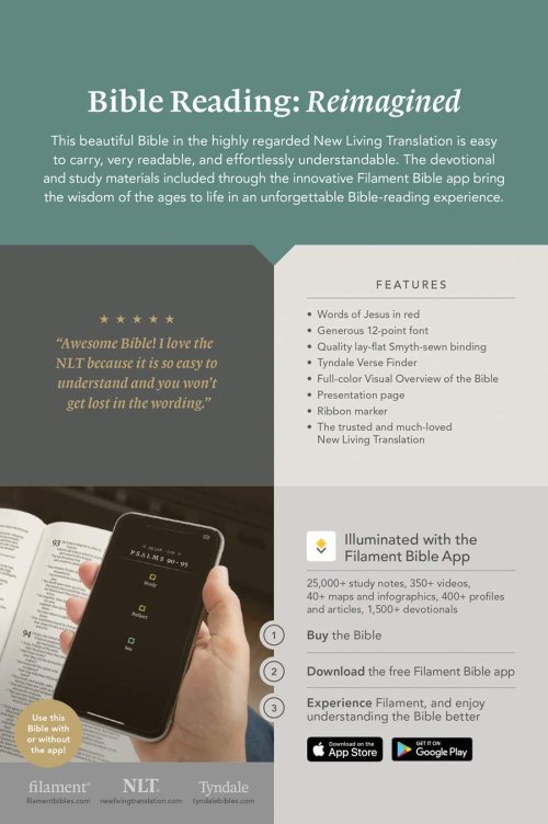 NLT Personal Size Giant Print Bible, Filament Enabled (Genuine Leather, Olive Green, Indexed, Red Letter)