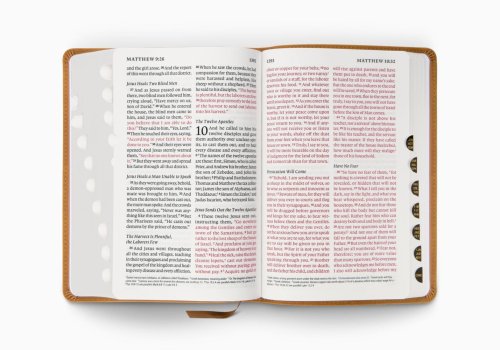 ESV Giant Print Personal Size Bible, Red Letter, Thumb Indexed (TruTone, Nubuck Caramel, Wildflower Design)