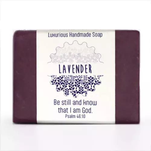 Lavender handmade soap with Bible verse