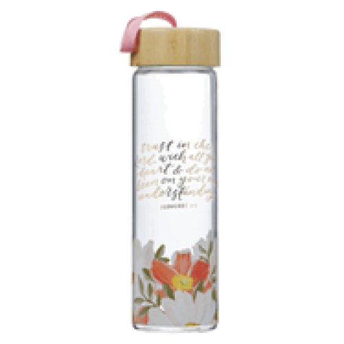Water Bottle Glass Floral Trust In The Lord Prov. 3:5