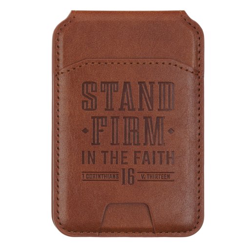 Phone Wallet Magnetic Brown Stand Firm 1 Cor. 16:13