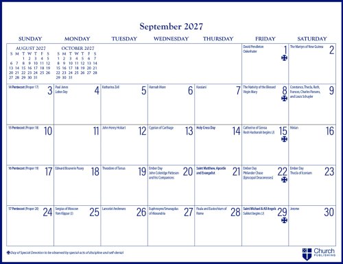 2027 Parish Wall Calendar