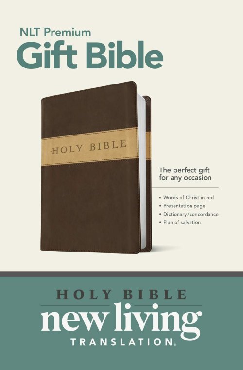 NLT Premium Gift Bible, Brown & Tan, Leatherlike, Red Letter, Presentation Page, Dictionary, Concordance, Introduction to the Bible, Plan of Salvation