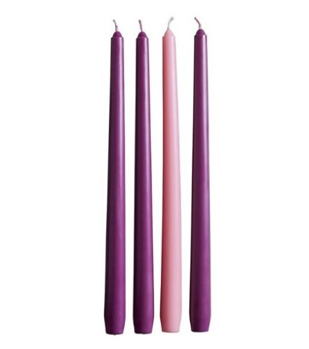 10" Purple, Pink & White Advent Taper Candle Set