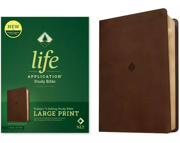 NLT Life Application Study Bible, Third Edition, Large Print (LeatherLike, Rustic Brown Leaf, Red Letter)